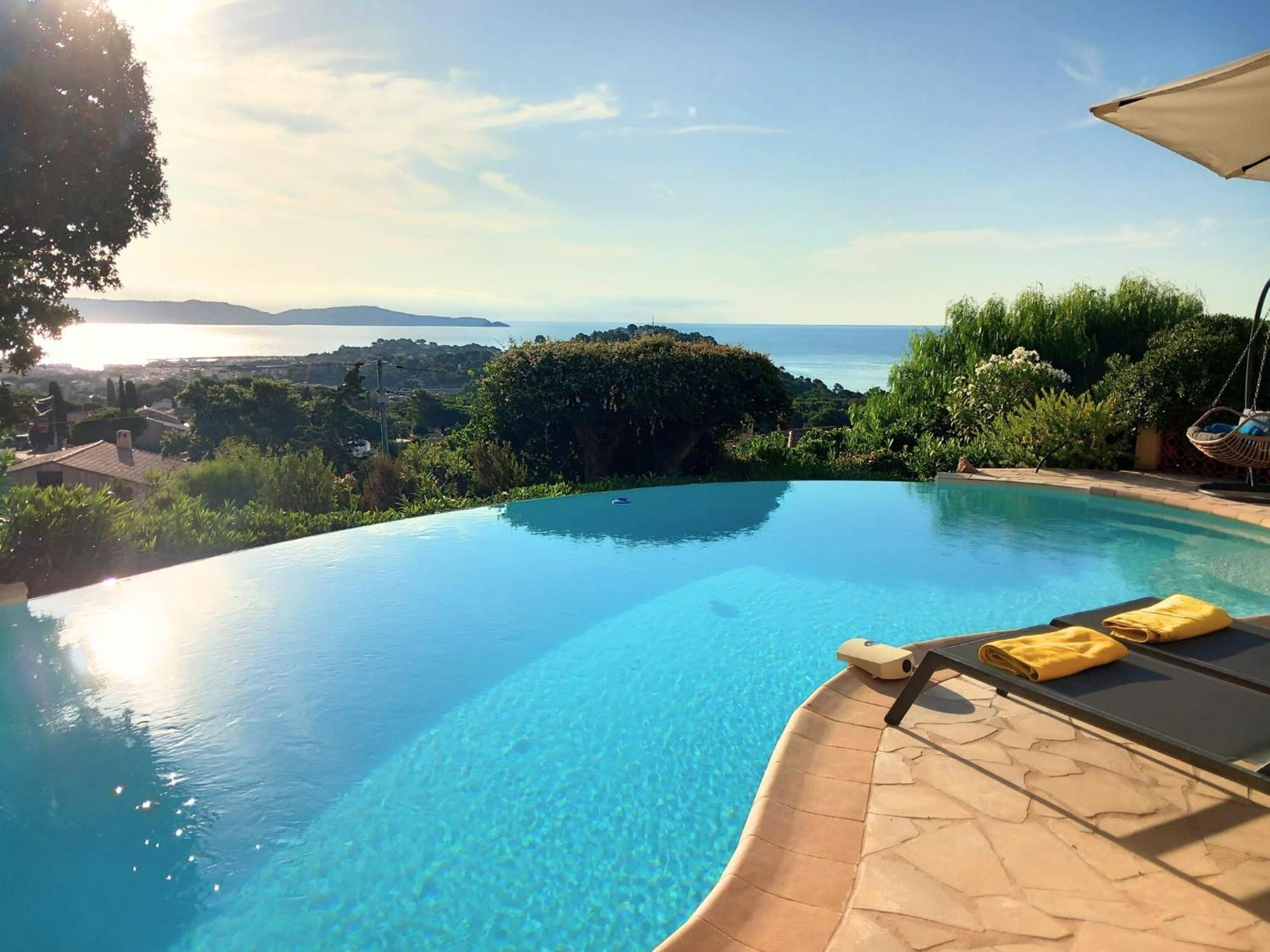 4-Star Private Villa With Heated Pool And Panoramic Sea View At Gulf De Saint Tropez Cavalaire-sur-Mer Exteriör bild